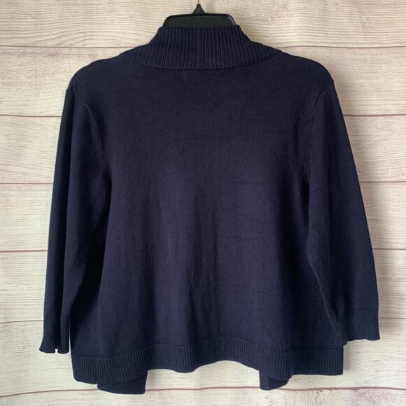 Verve Ami Navy Blue Cardigan Sweater Open Front Elbow Length Sleeves Size Small - Picture 5 of 13